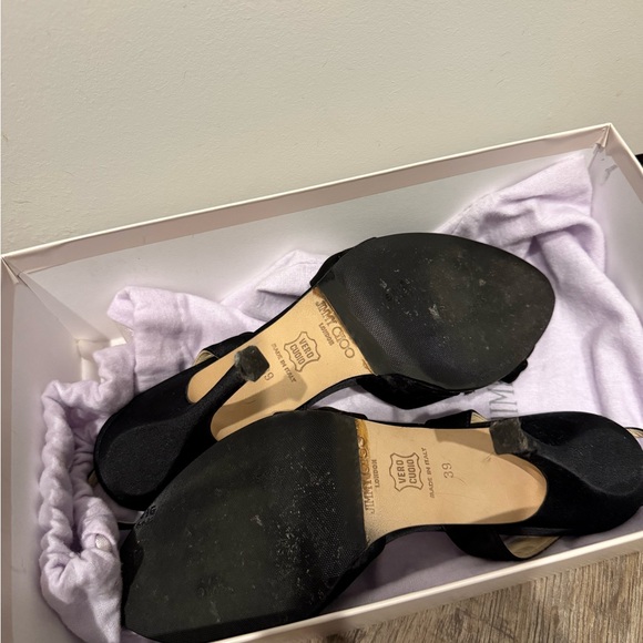 Jimmy Choo Black Heels with Gold Accent - Picture 4 of 5